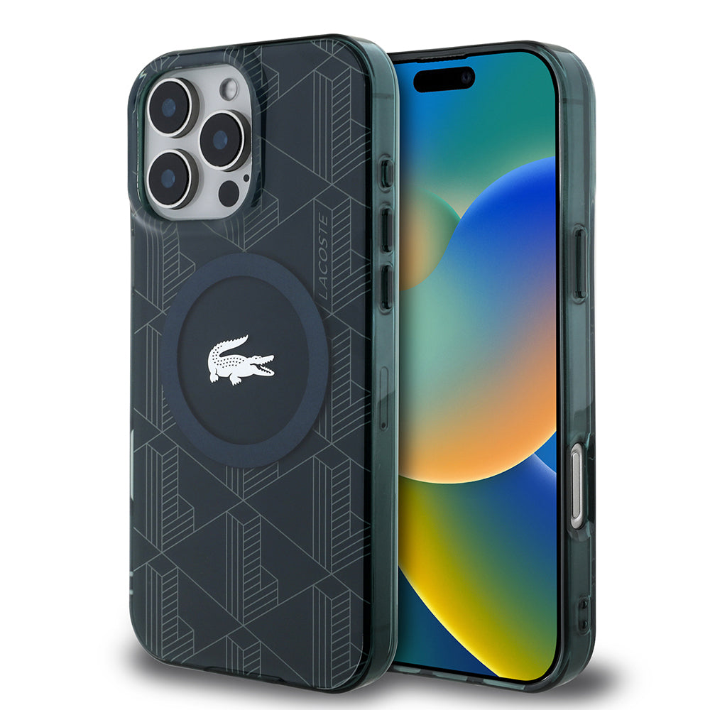 Lacoste iPhone 16 Pro Max IML Gümüş Timsah Monogram MagSafe Uyumlu Kılıf – Fotoğraf 7