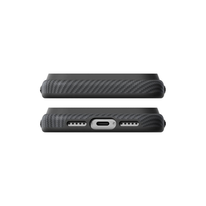 iPhone 18 Pro Max Black-Gray Summa Aramid Fiber Karbon MagSafe Uyumlu Kılıf – Fotoğraf 4