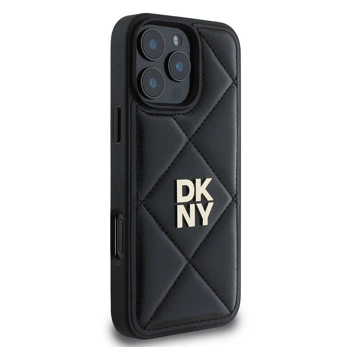 DKNY iPhone 16 Pro Kapitone Metal Logolu Deri Kılıf – Fotoğraf 4