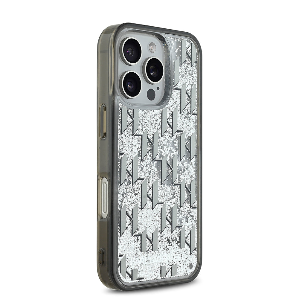 Karl Lagerfeld iPhone 16 Pro Simli KL Yazılı Monogram Gradient Kılıf