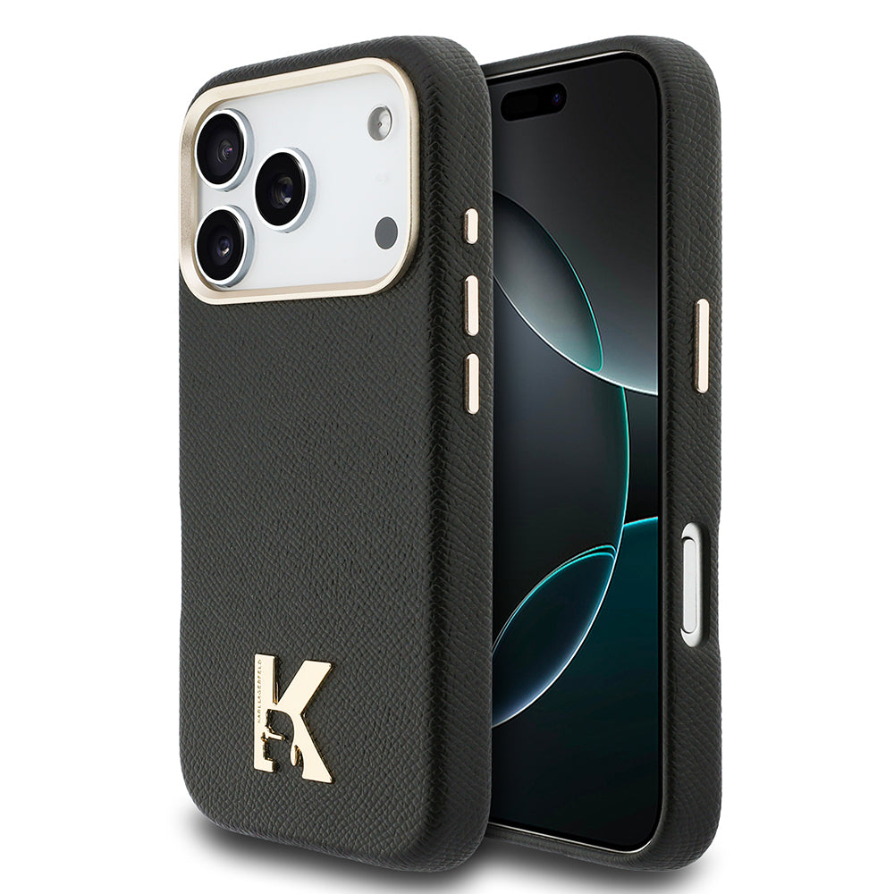 Karl Lagerfeld iPhone 17 Pro Max KHEAD Logolu Gold Kamera Çerçeveli MagSafe Uyumlu Kılıf