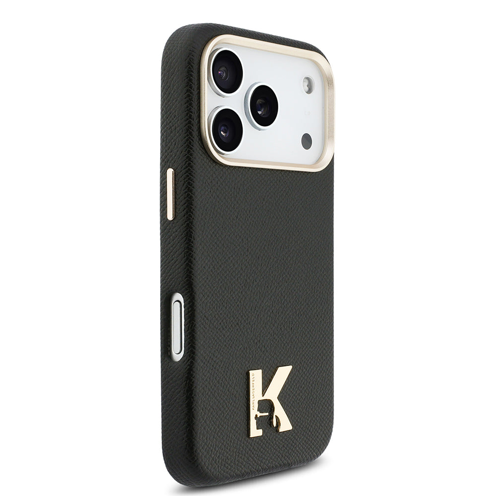 Karl Lagerfeld iPhone 17 Pro Max KHEAD Logolu Gold Kamera Çerçeveli MagSafe Uyumlu Kılıf