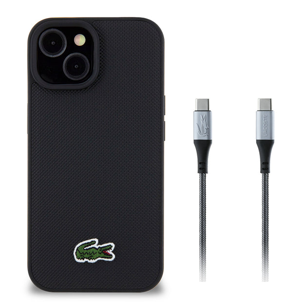 Lacoste iPhone 15 PU Pike Metal Logolu Kılıf ve 1.5 m Type-C Kablo – Fotoğraf 1