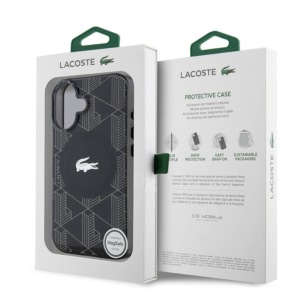 Lacoste iPhone 16 IML Gümüş Timsah Monogram MagSafe Uyumlu Kılıf – Fotoğraf 6