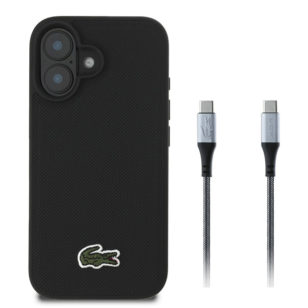 Lacoste iPhone 16 PU Pike Metal Logolu Kılıf ve 1.5 m Type-C Kablo – Fotoğraf 1