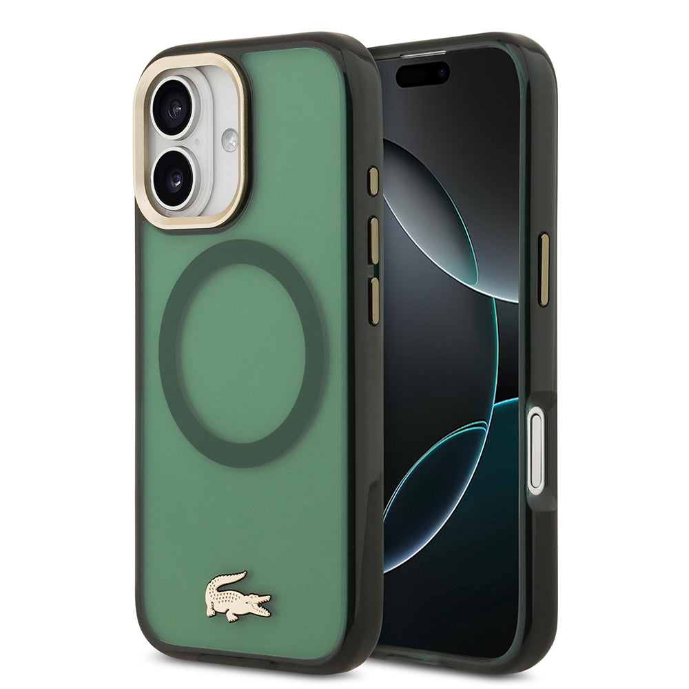Lacoste iPhone 17 Buzlu Gold Timsah Logolu MagSafe Uyumlu Kılıf – Fotoğraf 1