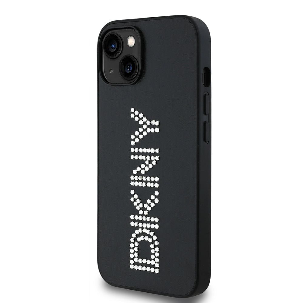 DKNY iPhone 14 Metalik Taşlı PU Deri Kılıf – Fotoğraf 3