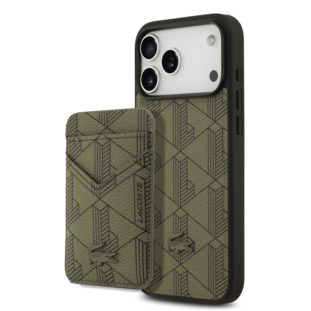 Lacoste iPhone 17 Pro Max Monogram PU Deri Kartlıklı MagSafe Uyumlu Kılıf – Fotoğraf 1