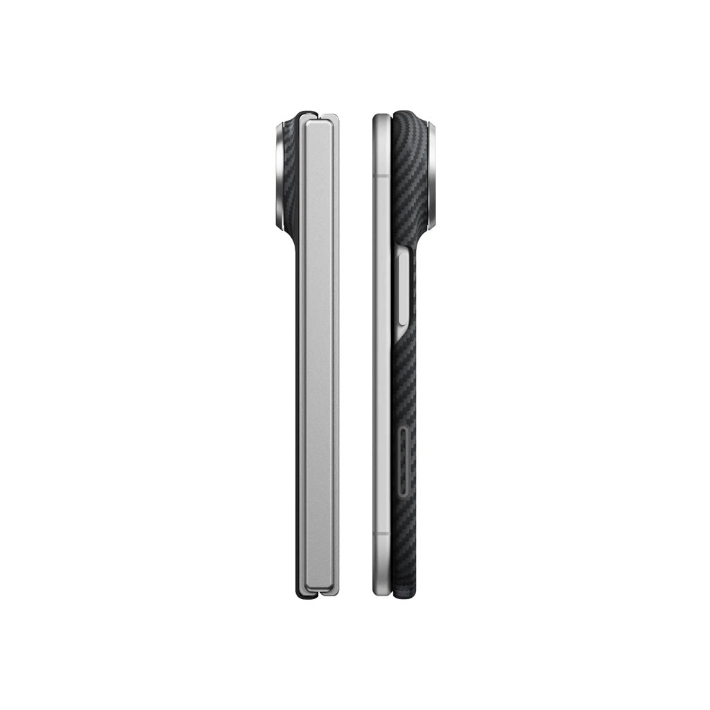 Pitaka iPhone Duo Edge Black-Grey Twill 600D Aramid Fiber Karbon MagSafe Uyumlu Kılıf