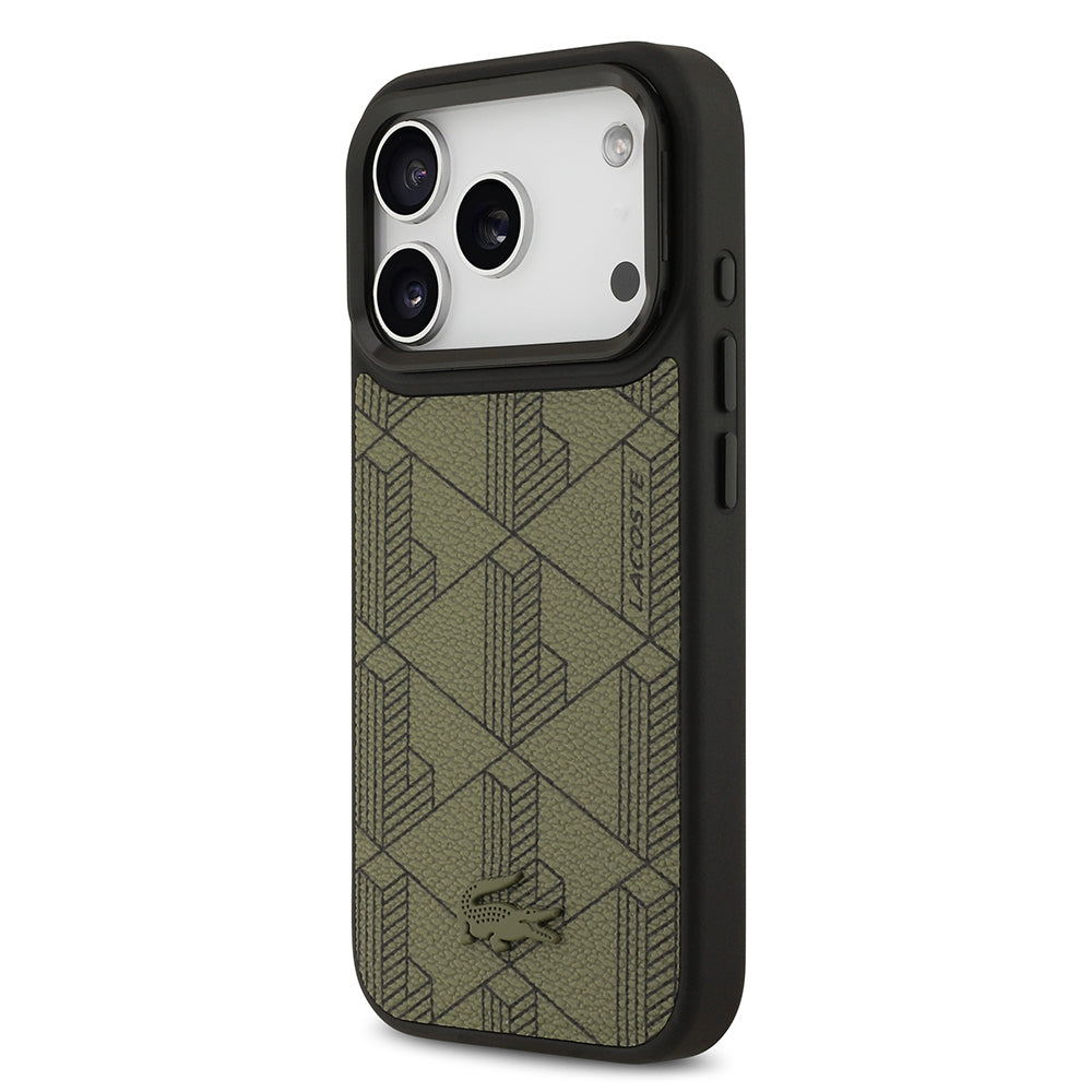 Lacoste iPhone 17 Pro PU Deri Monogram Standlı MagSafe Uyumlu Kılıf – Fotoğraf 8