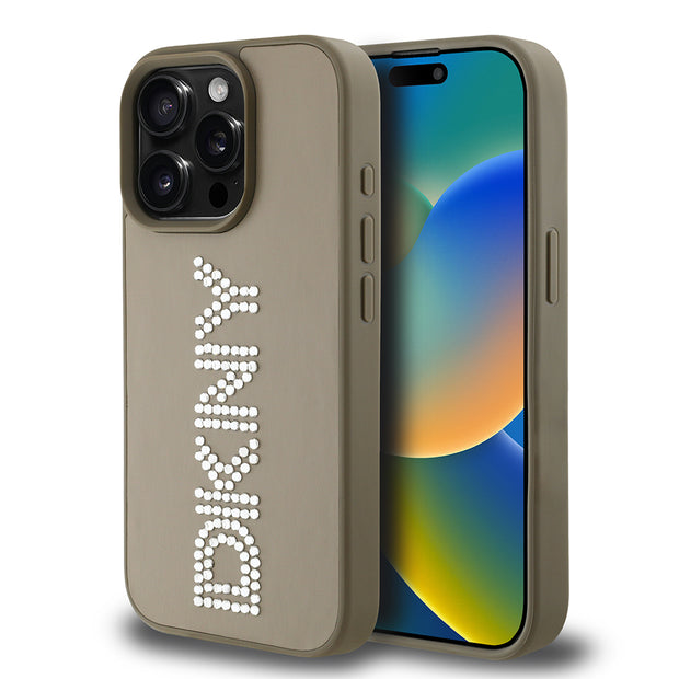 DKNY iPhone 15 Pro Max Rhinestones Taşlı PU Deri Kılıf – Fotoğraf 6