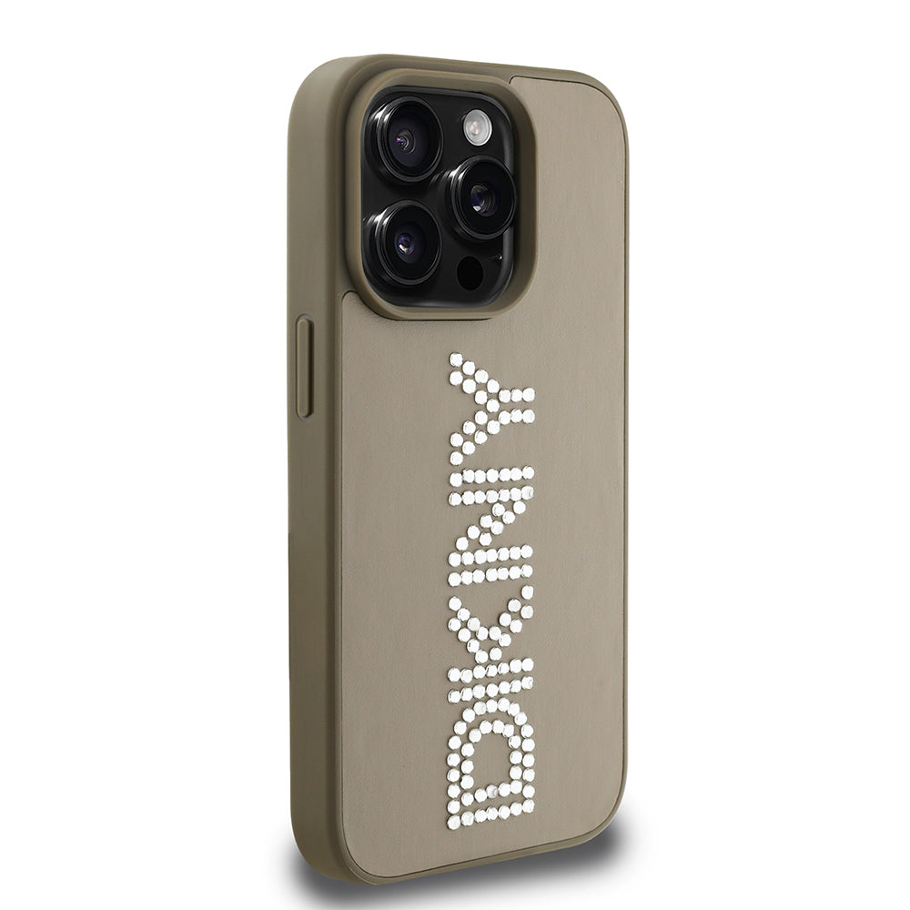 DKNY iPhone 15 Pro Max Rhinestones Taşlı PU Deri Kılıf – Fotoğraf 9