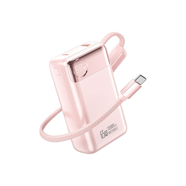 T132 Power Plus Serisi 12000mAh 65W PD Dahili Kablolu Powerbank – Fotoğraf 1