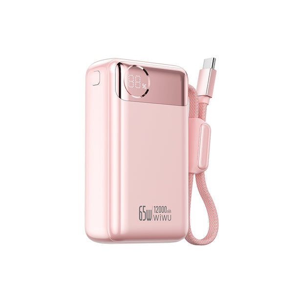 T132 Power Plus Serisi 12000mAh 65W PD Dahili Kablolu Powerbank – Fotoğraf 2
