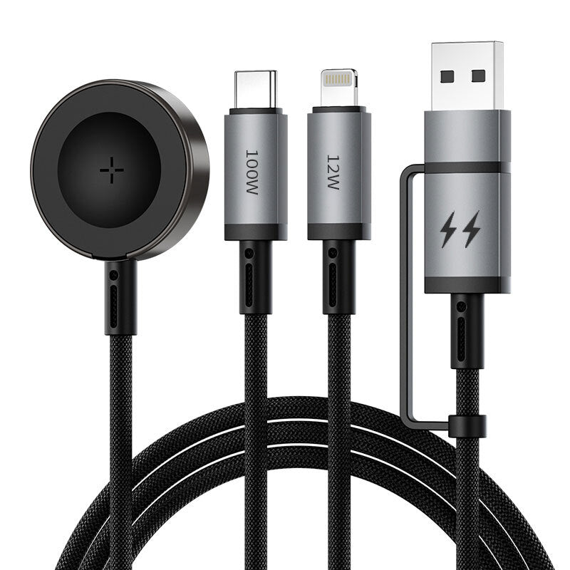 Legend Wi-C050 3in1 USB-A + Type-C to Lightning – Type-C – Akıllı Saat 100W Şarj Kablosu 1.2M – Fotoğraf 1