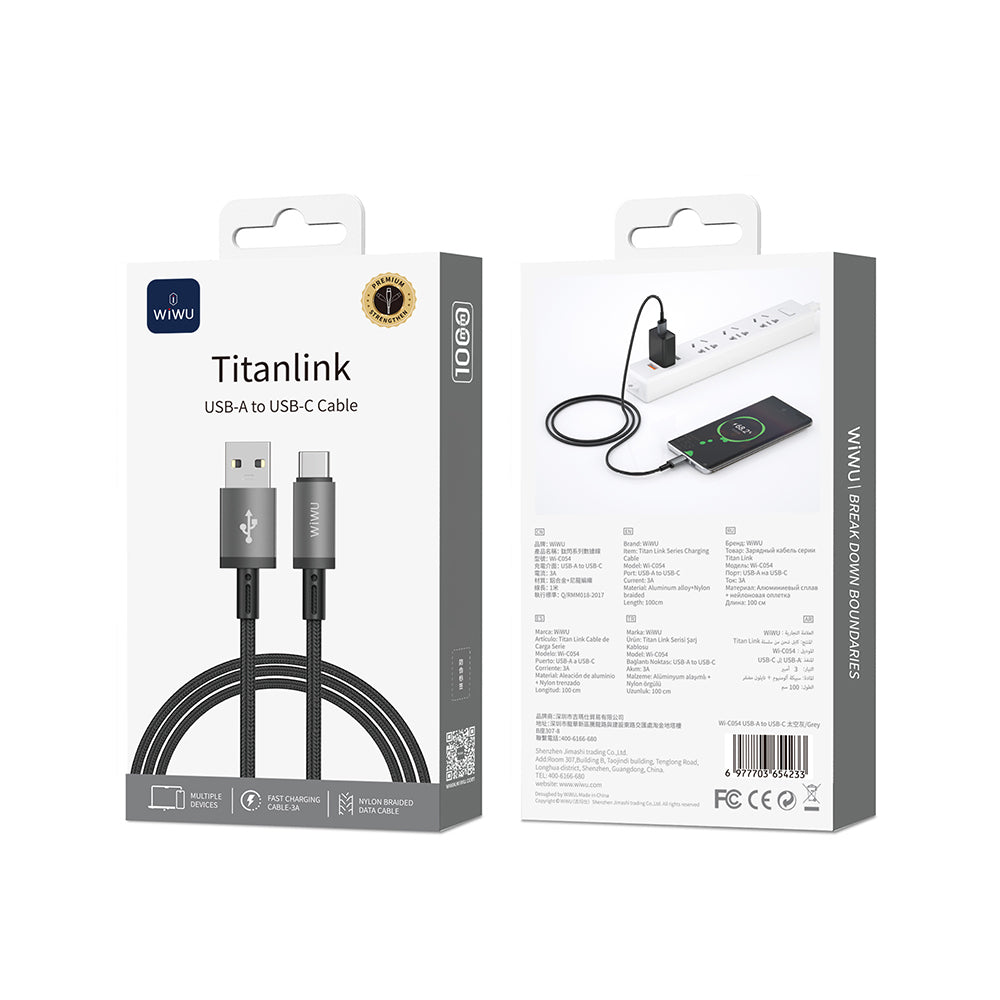 Wi-C054 Titanlink USB-A to Type-C Hızlı Şarj Kablosu 1M – Fotoğraf 3