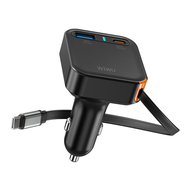Wi-CC033 Type-C + USB-A 65W Akım Korumalı Dahili Kablolu Araç Şarj Aleti – Fotoğraf 2