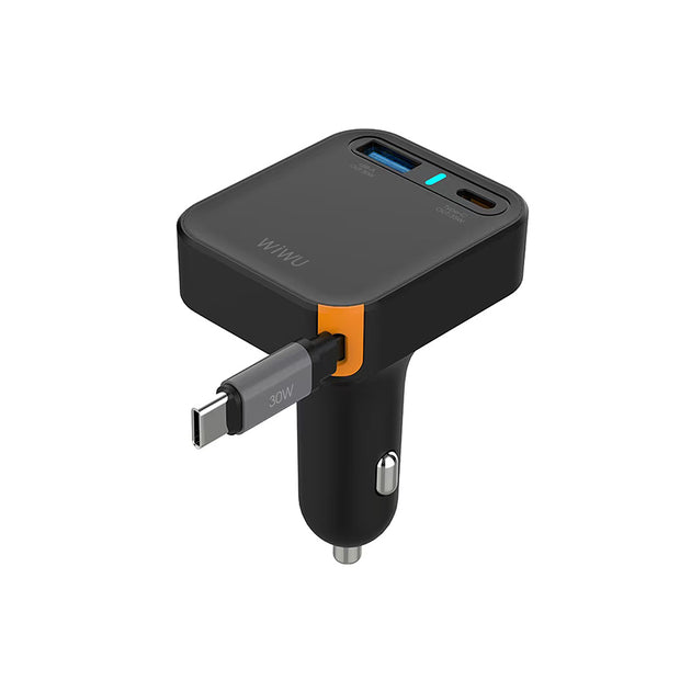 Wi-CC033 Type-C + USB-A 65W Akım Korumalı Dahili Kablolu Araç Şarj Aleti – Fotoğraf 1