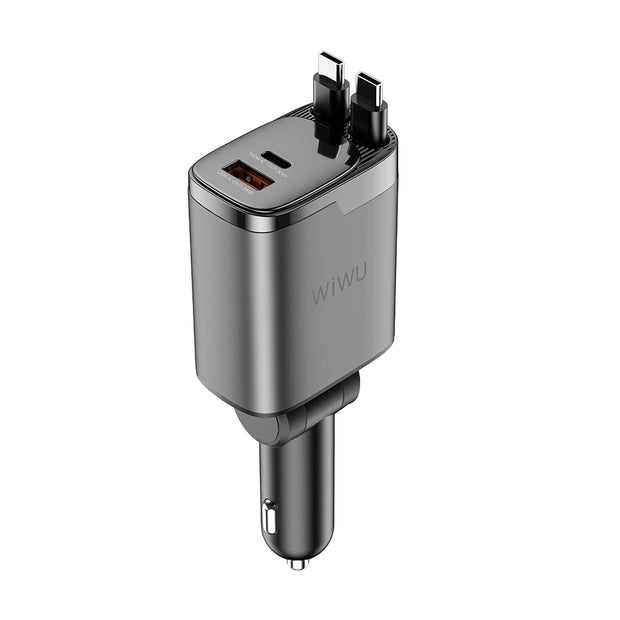 Wi-CC034 Type-C + USB-A GaN Teknolojili Dahili Kablolu Araç Şarj Aleti 111W – Fotoğraf 1