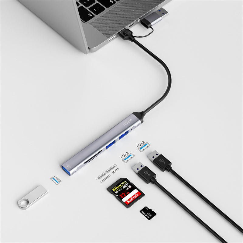 Zolo Wi-HB003 USB3.0 + USB2.0 + SD/TF Type-C USB-A 5in1 Hub Adaptör – Fotoğraf 4