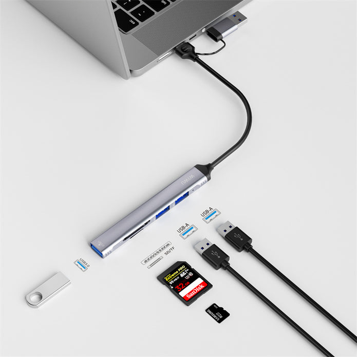 Zolo Wi-HB003 USB3.0 + USB2.0 + SD/TF Type-C USB-A 5in1 Hub Adaptör – Fotoğraf 4