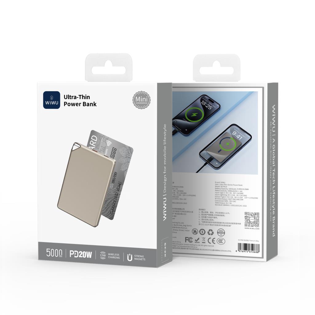 Wi-P019 Explore Ultra İnce MagSafe Uyumlu Powerbank 5000 mAh