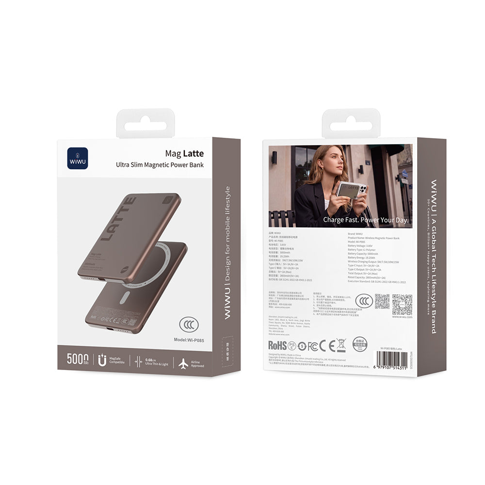 Wi-P085 MagPearl 5000 mAh 15W Ultra İnce Manyetik Kablosuz Powerbank – Fotoğraf 3