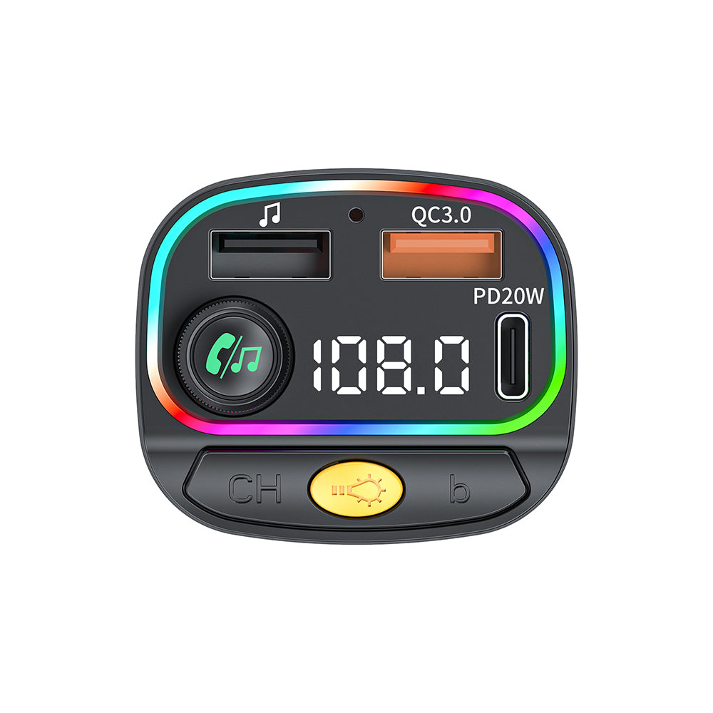 Wi-QC031 RGB Bluetooth Transmitter MP3 Type-C + USB-A Araç Şarjı – Fotoğraf 4