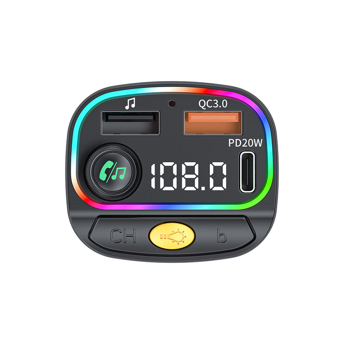 Wi-QC031 RGB Bluetooth Transmitter MP3 Type-C + USB-A Araç Şarjı – Fotoğraf 4