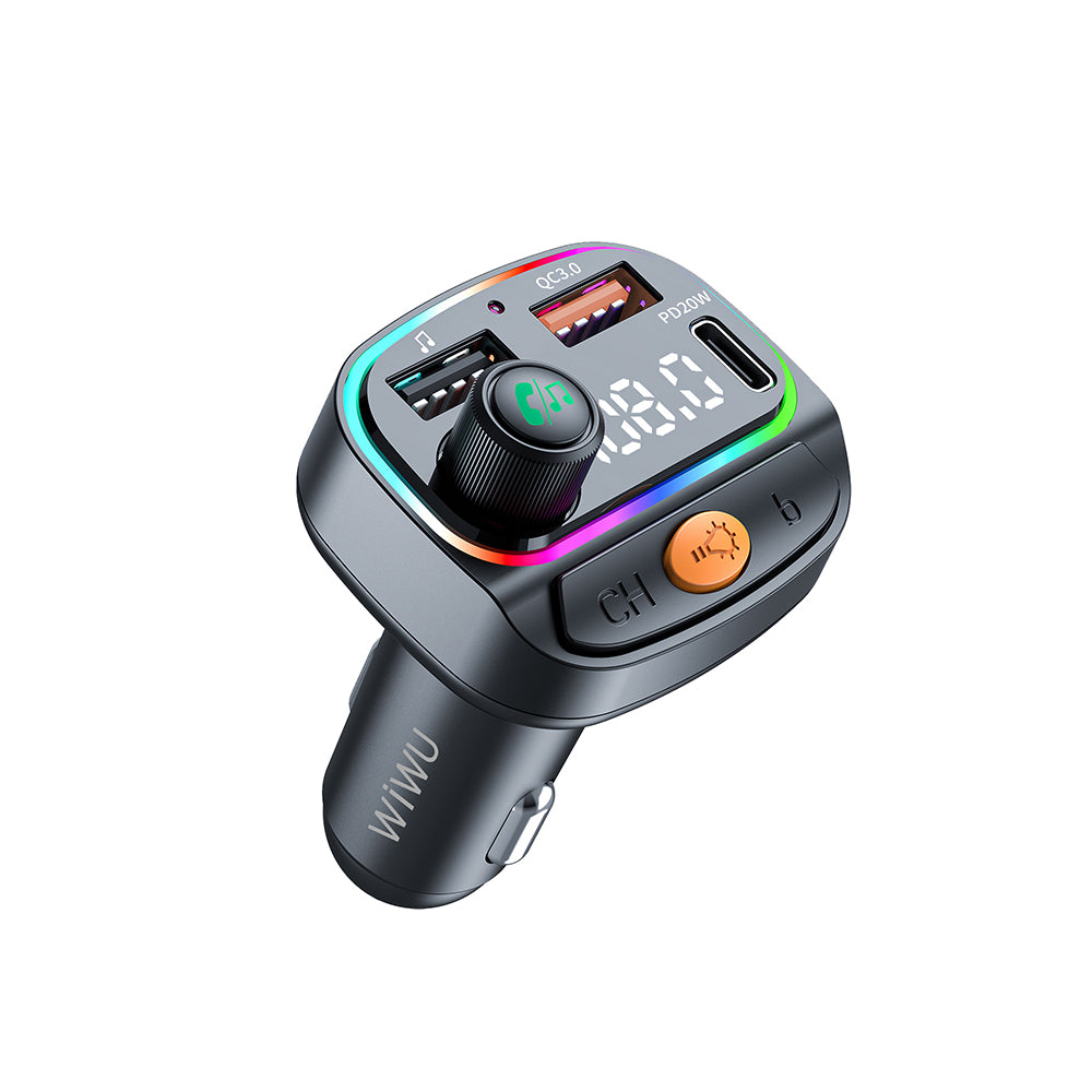 Wi-QC031 RGB Bluetooth Transmitter MP3 Type-C + USB-A Araç Şarjı – Fotoğraf 1