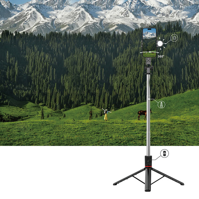 Wi-SE015 Dolgu Işıklı Teleskopik Tripod ve Selfie Çubuğu – Fotoğraf 6