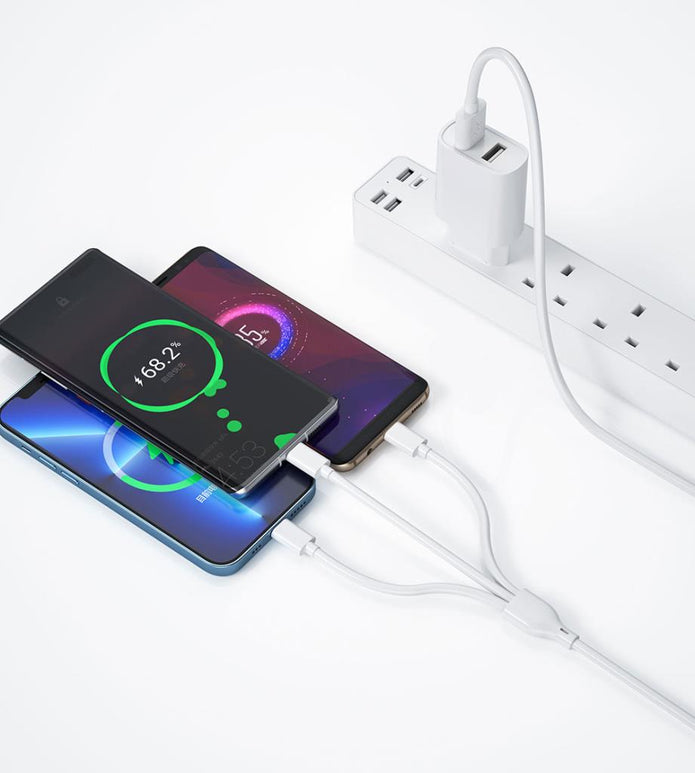 Wi-U003 2.1A Çift USB Çıkışlı 3in1 Type-C Lightning Micro Hızlı Şarj Seti – Fotoğraf 2