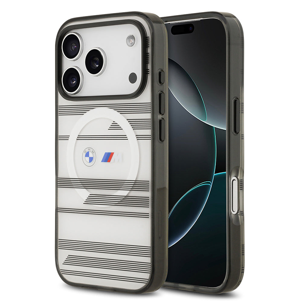 BMW iPhone 17 Pro Yatay M Şeritli MagSafe Uyumlu Kılıf